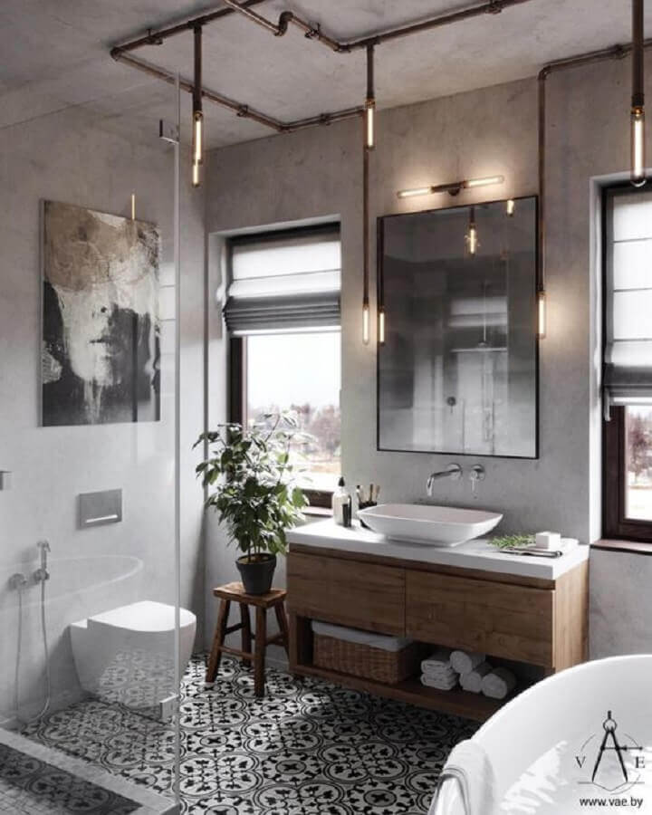 Estilo Industrial Chic: Cimento Queimado para um Banheiro Moderno - ideia