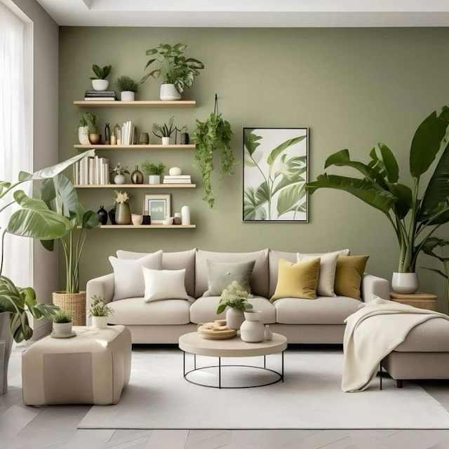 Verde que Acalma: Plantas como Ponto de Destaque na Sala Neutra - inspiração