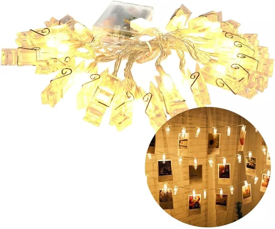 Varal Iluminado: Prendedores de Roupa com Luzes de Fada para um Ambiente Mágico - inspiração