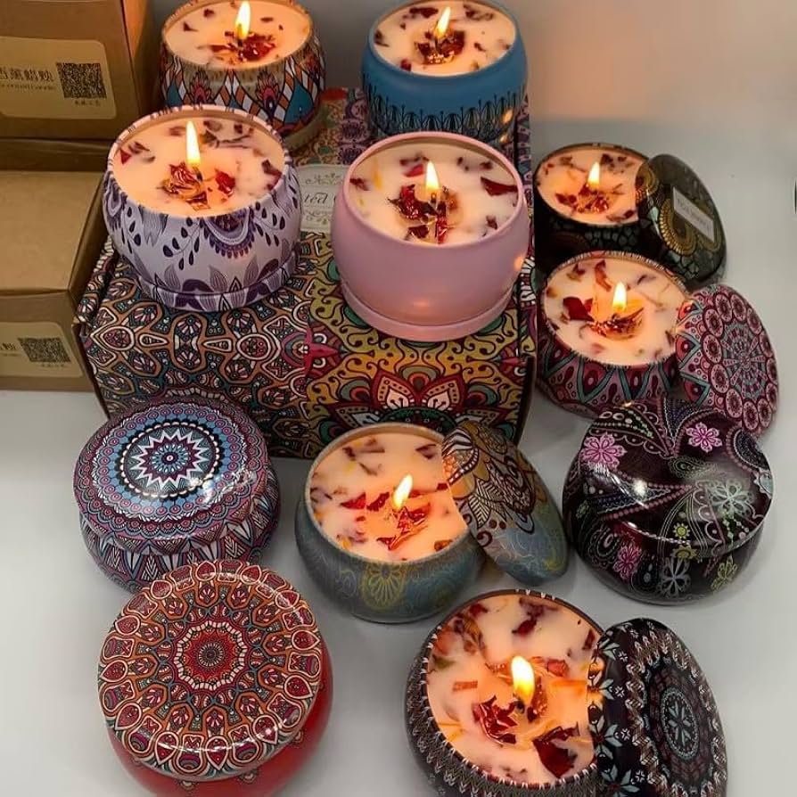 Velas Aromáticas Vibrantes em Latas Coloridas e Divertidas - detalhe