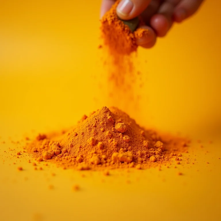 Açafrão sendo moído em close-up