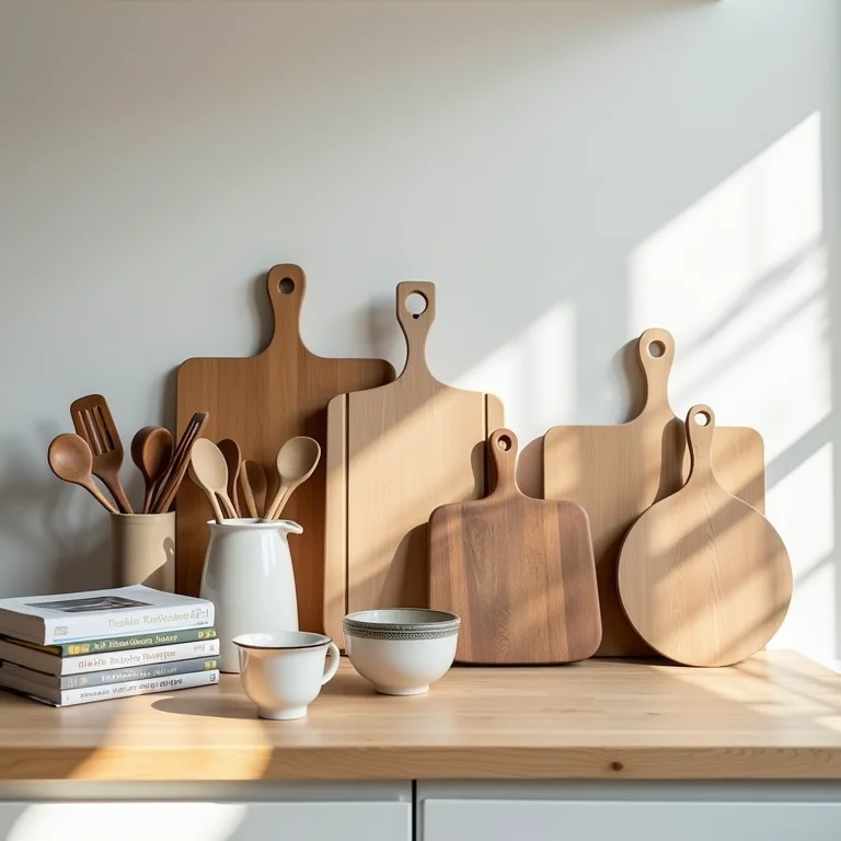 Acessórios de cozinha organizados em bancada de dois níveis