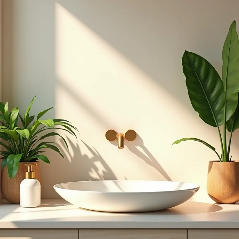 Acessórios e decoração com toque de sofisticação em lavabo tropical