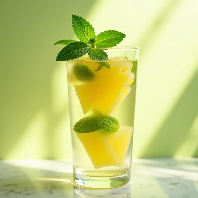 Água aromatizada com hortelã e abacaxi