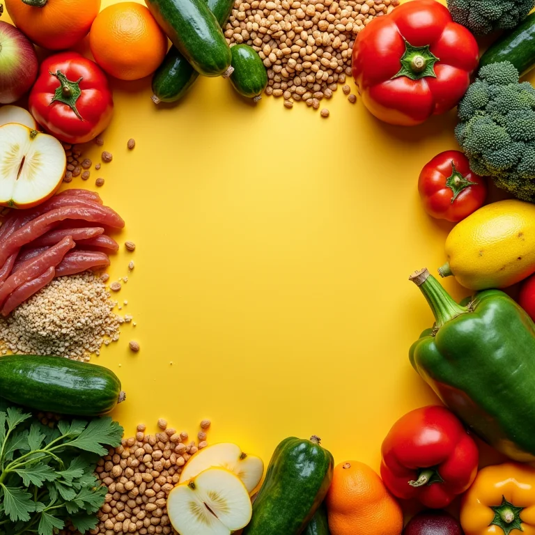 Alimentos variados para uma dieta equilibrada.