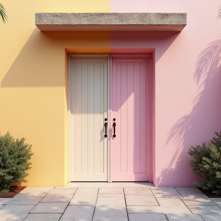 Amostras de cores em áreas estratégicas da fachada