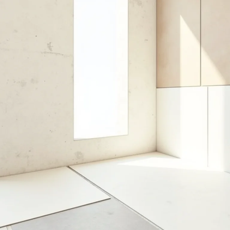 Amostras de porcelanato extra fino em tons neutros