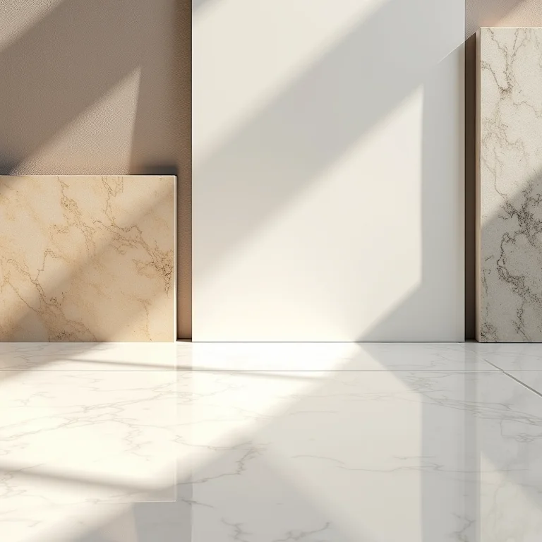 Amostras de porcelanato para cozinha em diferentes cores e padrões