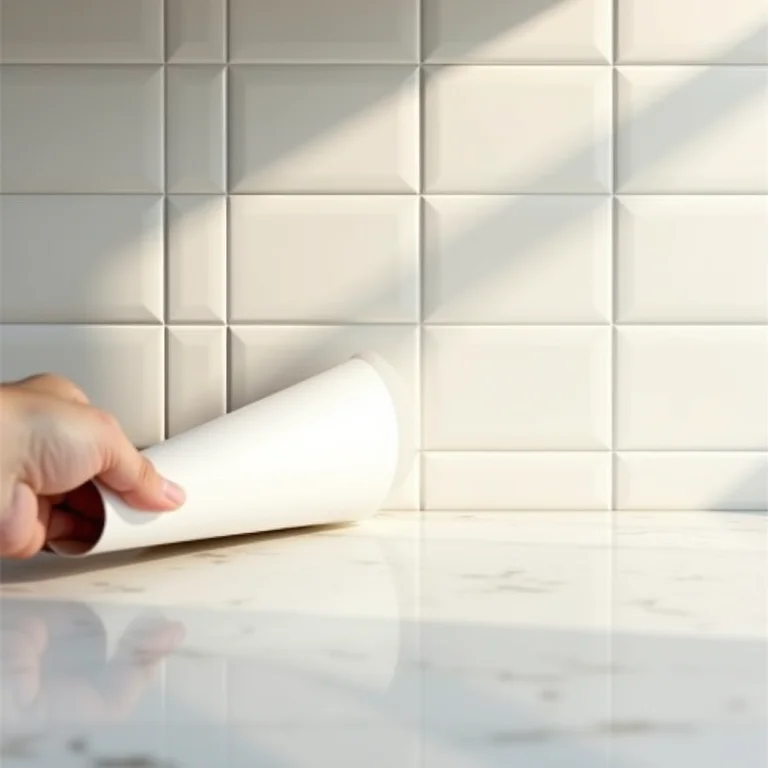 Aplicação de adesivo em azulejos da cozinha