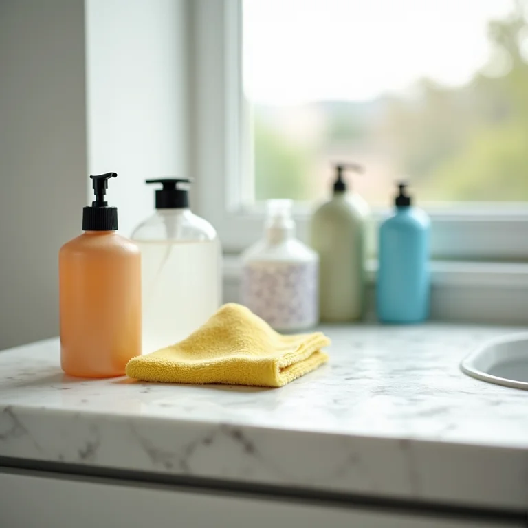 Área de trabalho organizada para limpeza de mochila