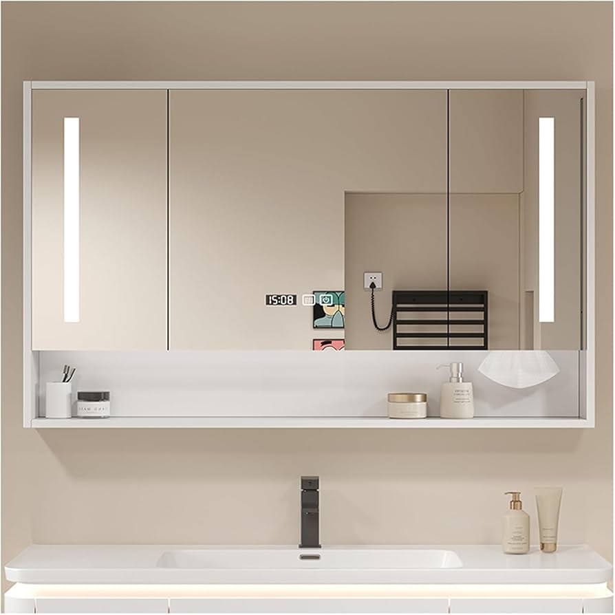 Armário de Banheiro com Espelho LED Embutido: Elegância e Funcionalidade! - inspiração