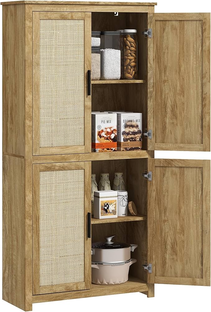 Armário de Cozinha 2 Portas com Detalhes em Rattan: Um Toque Natural e Aconchegante - inspiração