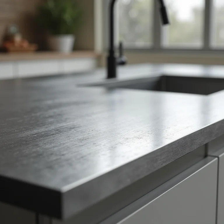 Bancada de inox com acabamento escovado.