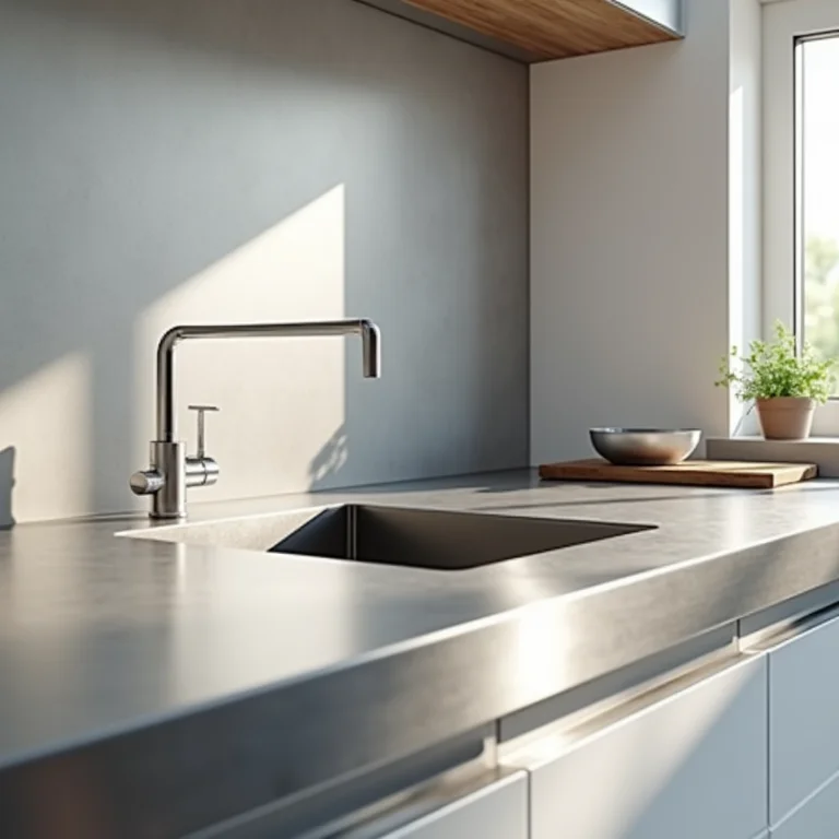 Bancada de inox com design contemporâneo.