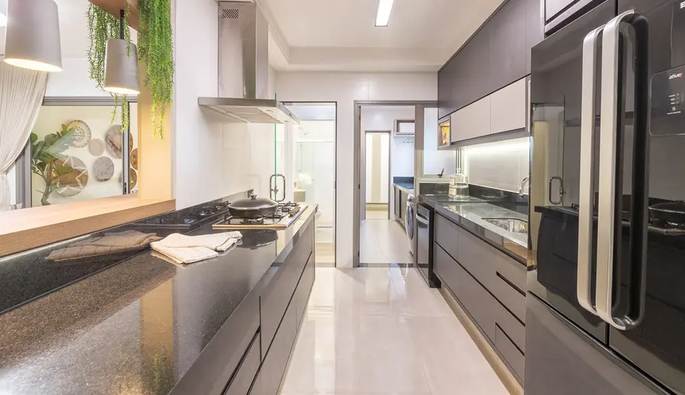 Bancada de Porcelanato com Iluminação Embutida: Destaque e Funcionalidade - ideia