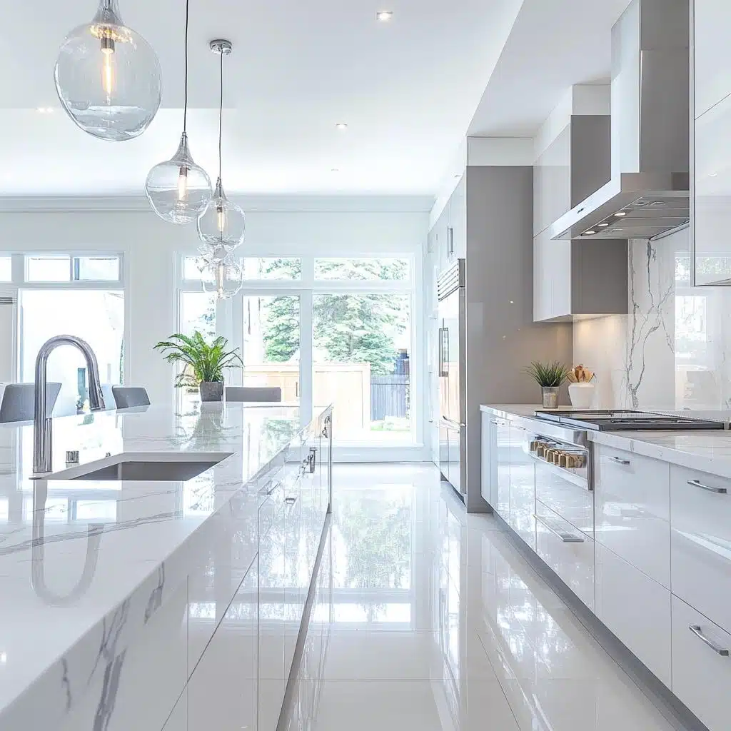 Com Elegância Minimalista: Bancada de Quartzo Branco Impecável - detalhe