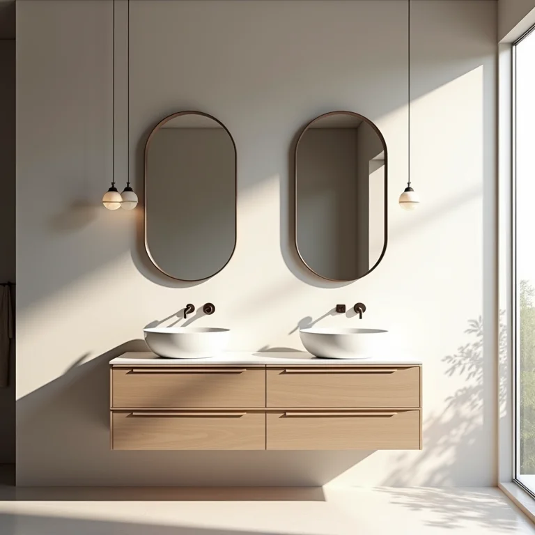 Bancada suspensa para banheiro pequeno com design minimalista