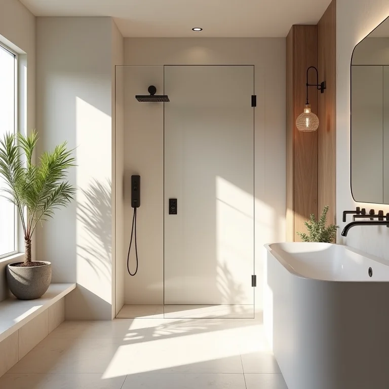 Banheiro com design personalizado e elementos únicos.