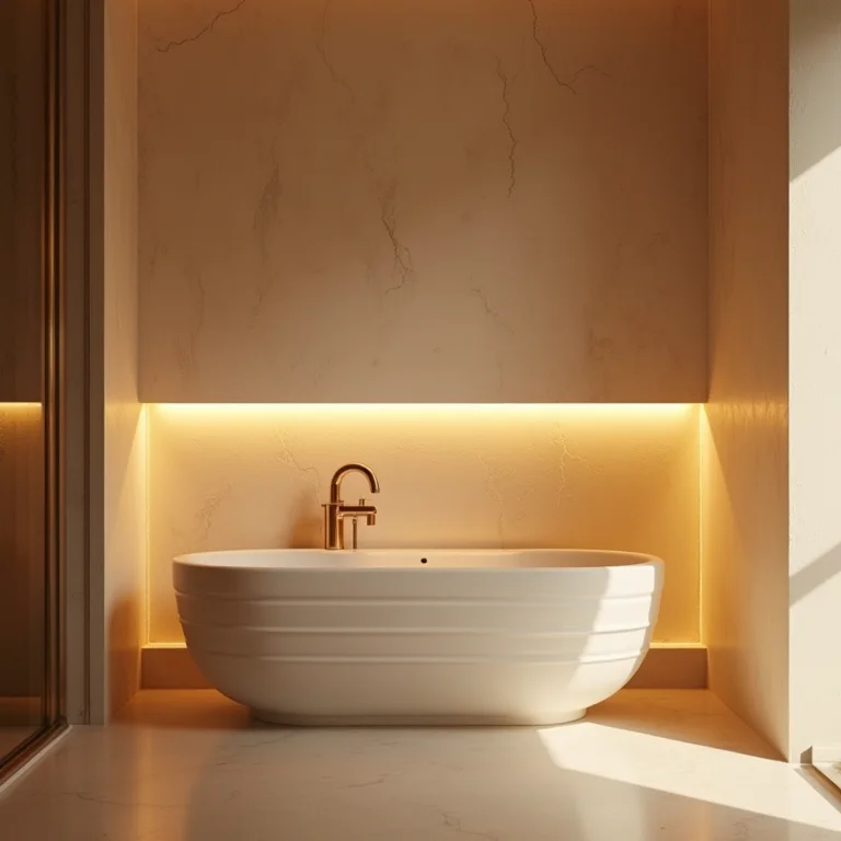 Banheiro com iluminação indireta suave