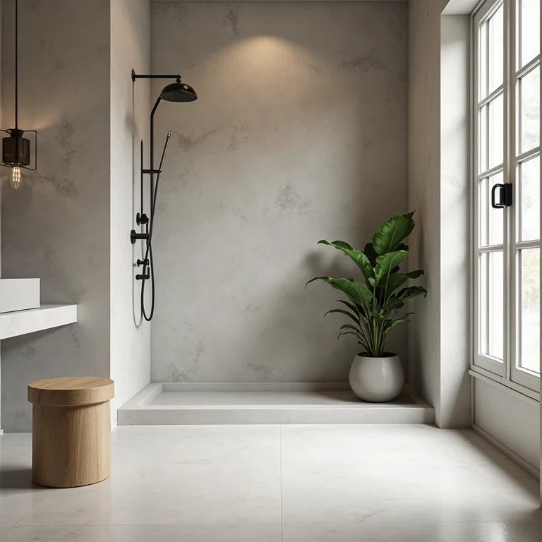 Banheiro com piso de porcelanato acetinado