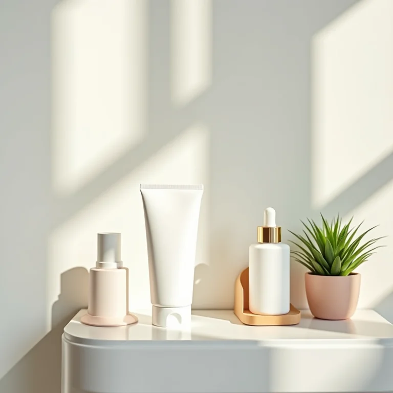 Banheiro moderno com suporte de celular estiloso