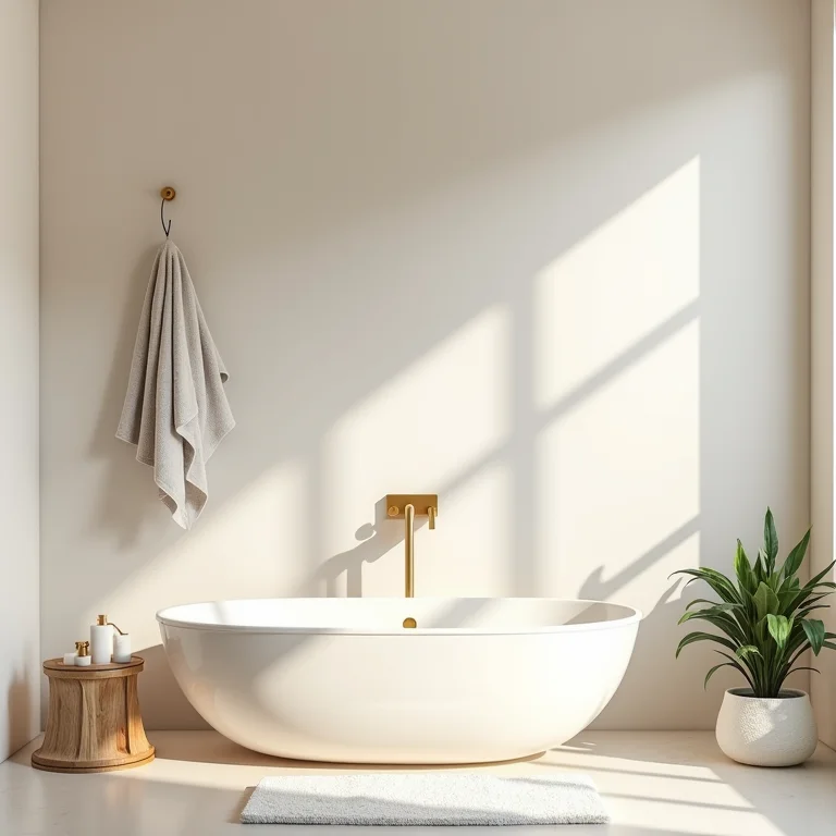 Banheiro pequeno e aconchegante em tons neutros