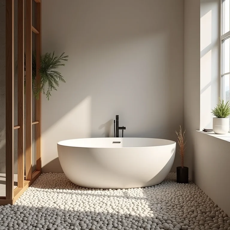 Benefícios práticos dos seixos em revestimento de banheiro