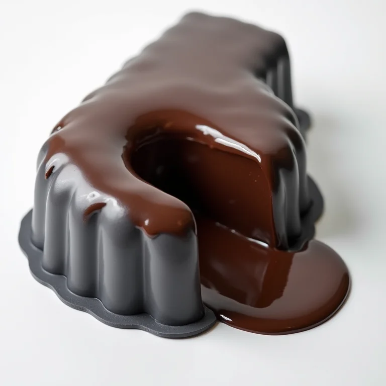 Bolo de chocolate deslizando para fora de forma de silicone