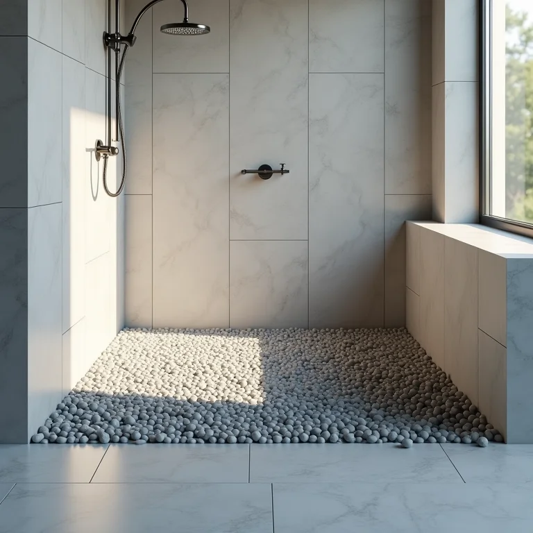 Box de banheiro com seixos, escolha natural