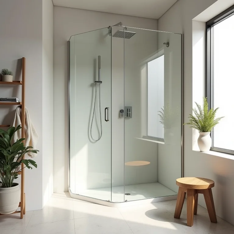 Box de canto otimizando espaço do chuveiro