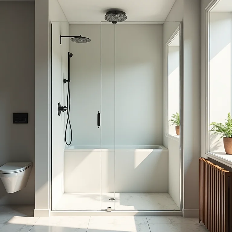 Box de vidro transparente integrando visualmente um banheiro pequeno