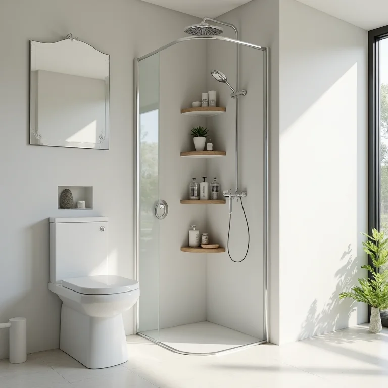 Box pequeno otimizado com porta shampoo de canto