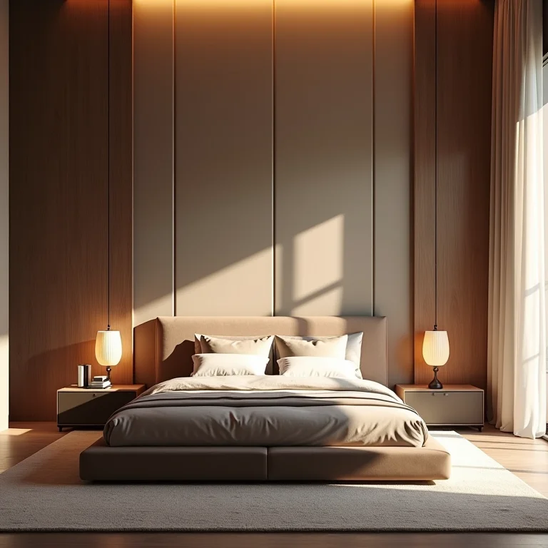 Cabeceira de cama como ponto focal em quarto moderno