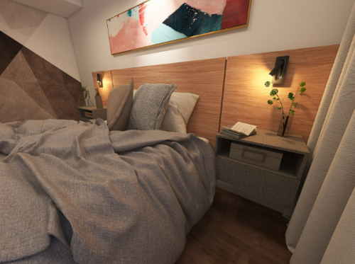 Cabeceira de Cama com Iluminação Embutida: Moderna e Funcional - detalhe