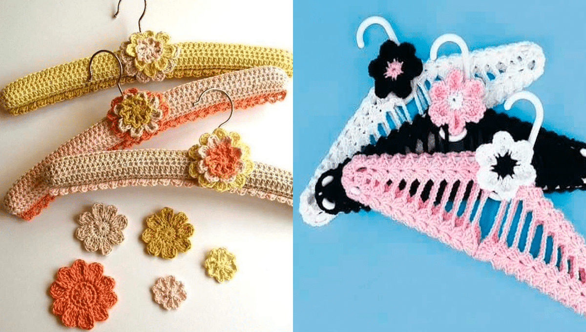 Cabides com Aplicações de Crochê: Artesanato e Aconchego no Seu Closet! - inspiração