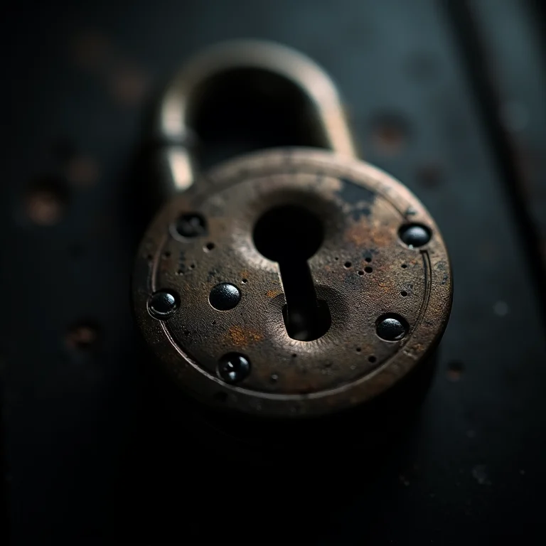 Cadeado sofisticado com mecanismos internos visíveis