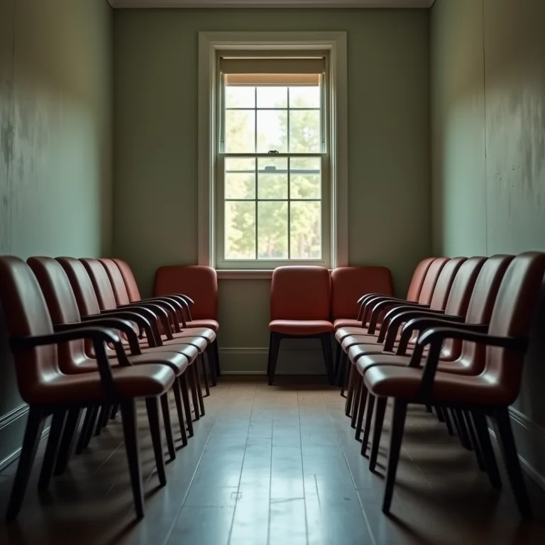 Cadeiras desconfortáveis em sala de espera