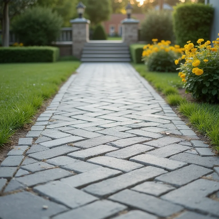 Calçada de concreto intertravado (paver).