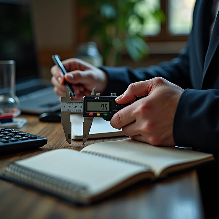Cálculo da taxa de ocupação de eletrodutos com paquímetro e calculadora.