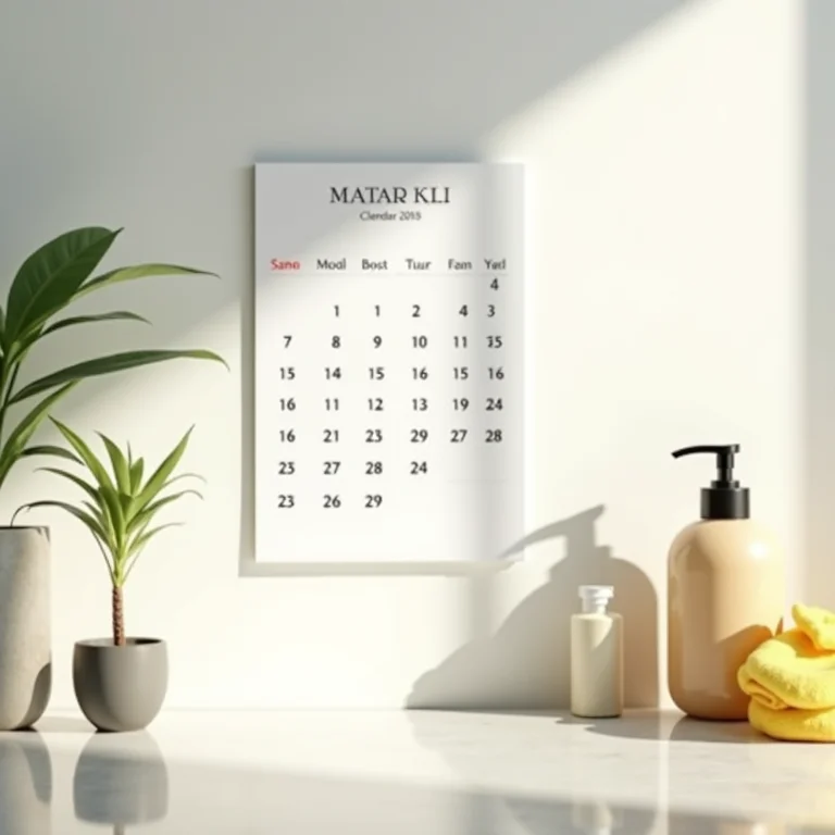 Calendário marcando os dias de limpeza do vaso sanitário.