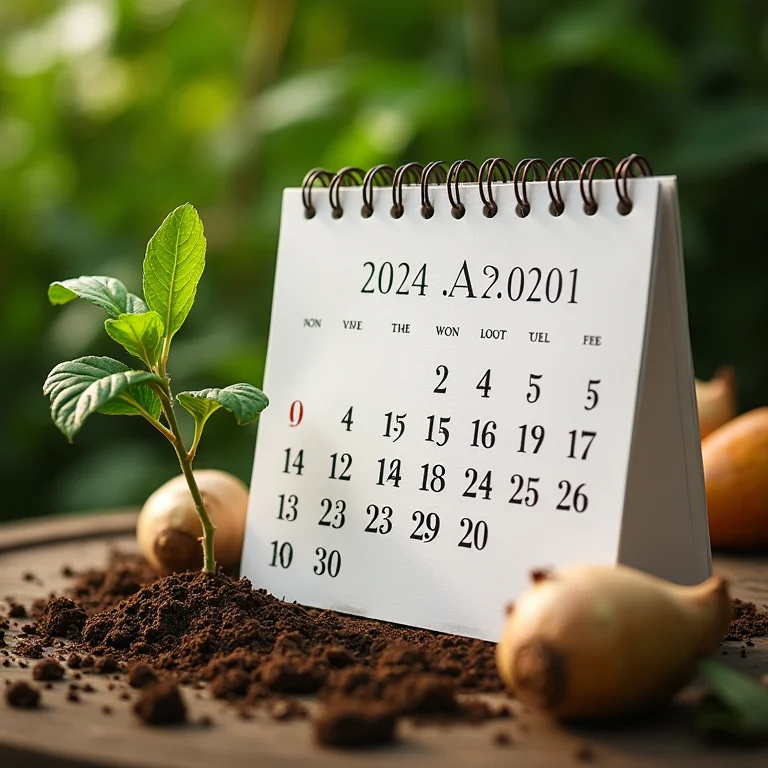 Calendário marcando os meses ideais para plantar aipim no Brasil