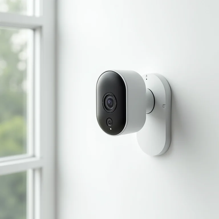 Câmera de segurança IP moderna montada na parede