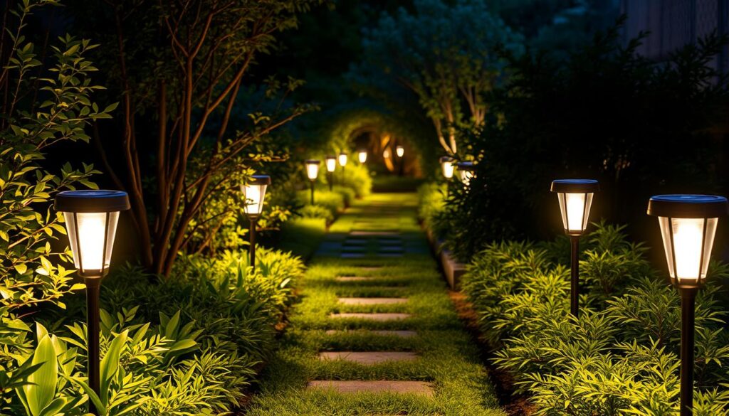 Caminho de Pedras Iluminado com Luzes Embutidas: Um Toque Mágico - inspiração