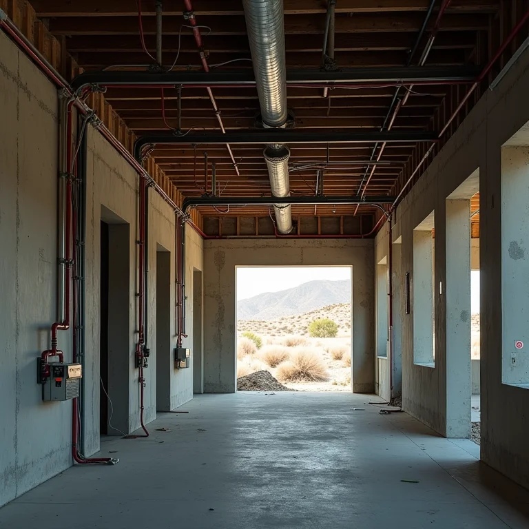 Canteiro de obras com instalações elétricas