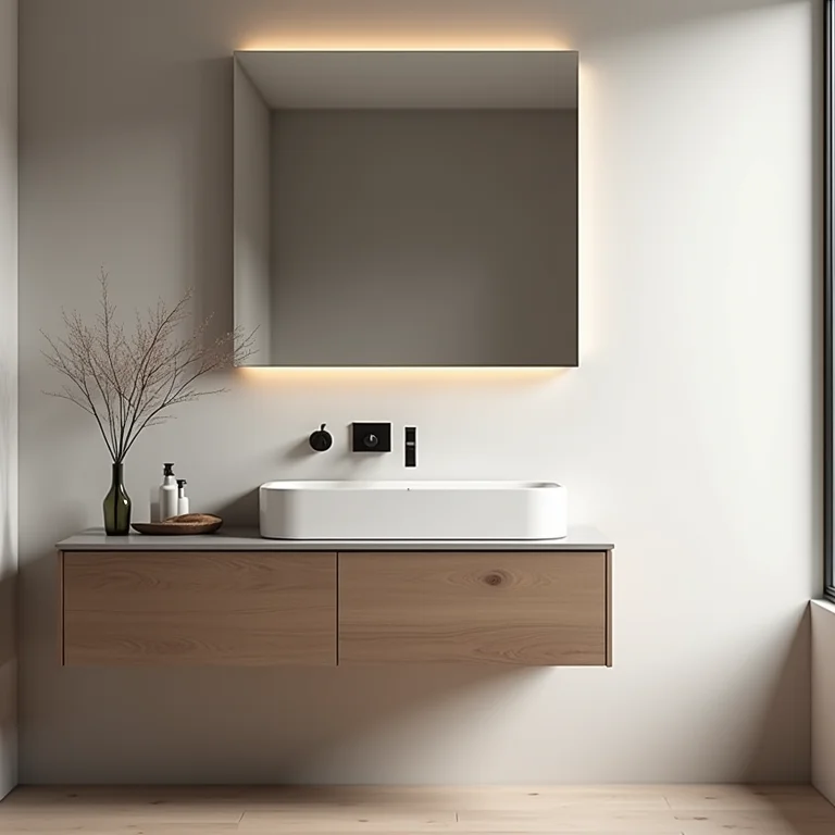 Canto de banheiro moderno com espelheira