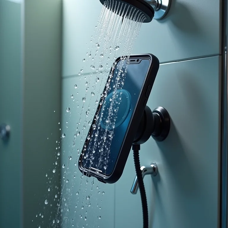 Capa à prova d'água e suporte de celular no chuveiro