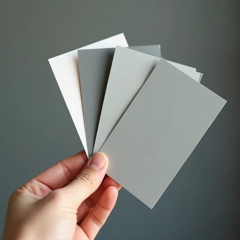 Cartela de cores com diferentes tons de cinza