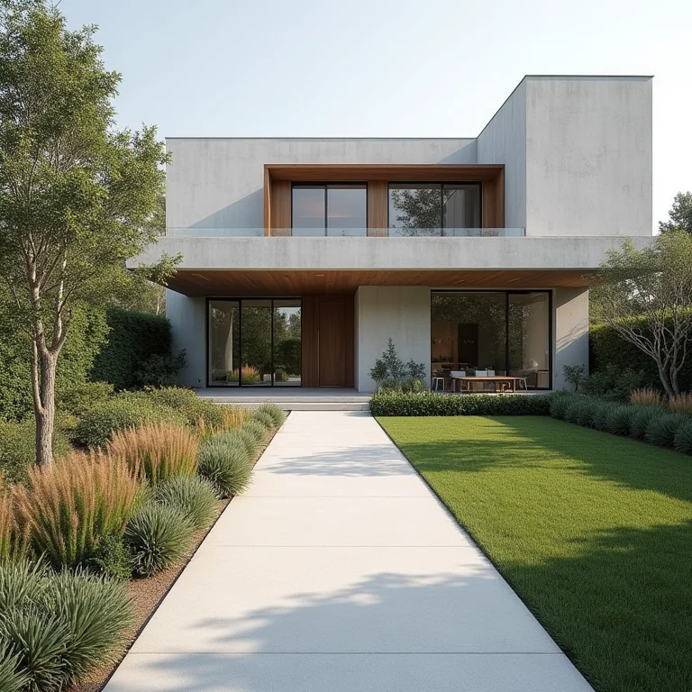 Casa moderna com calçada elegante.