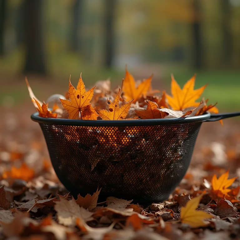 Cesto do skimmer cheio de folhas e sujeira.