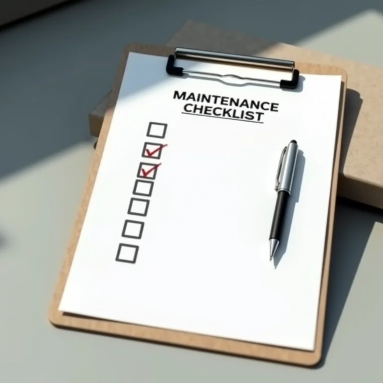 Checklist de manutenção e inspeção da placa.